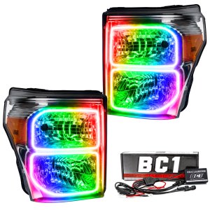 Ford F-350 Headlight Assemblies - ORACLE Lighting - LED Halo ColorSHIFT with BC1 Controller - `11-`16 Ford F-350 Headlight Assemblies - ORACLE Lighting - LED Halo ColorSHIFT with BC1 Controller - `11-`16